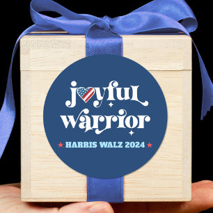 Harris Walz Joyful Warrior Navy Vlag Hart Ronde Sticker