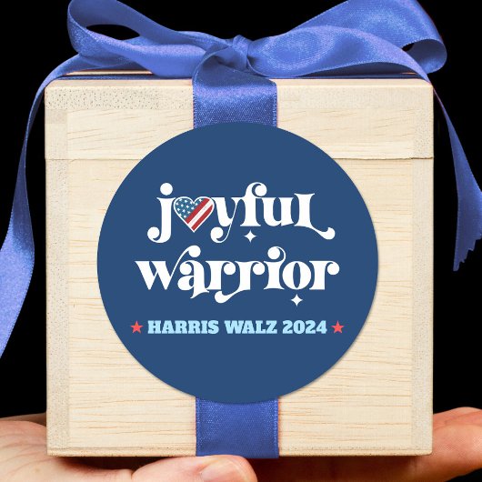 Harris Walz Joyful Warrior Navy Vlag Hart Ronde Sticker