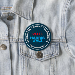 HARRIS WALZ Karakter Gezond verstand Geloofwaardig Ronde Button 7,6 Cm