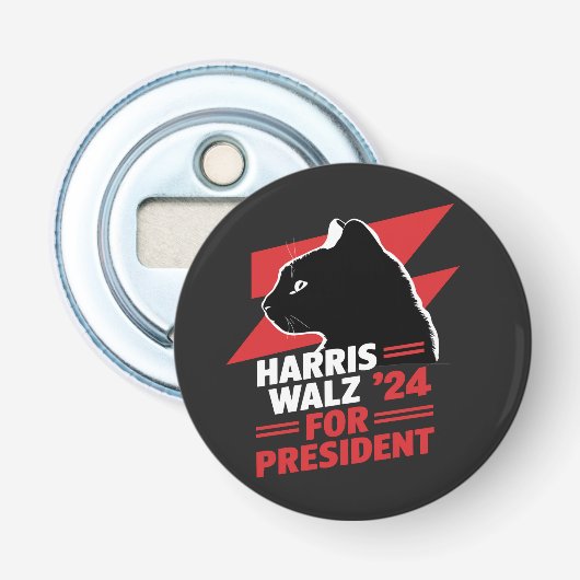 Harris Walz Kinderloze kat Dames T-shirt Button Flesopener (Voorkant)