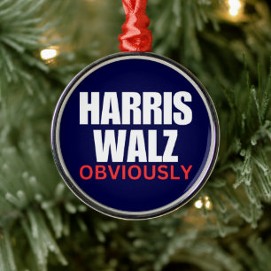 Harris Walz NATUURLIJK   Harris Walz 2024 natuurli Metalen Ornament