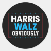 Harris Walz natuurlijk Ronde Sticker (Voorkant)