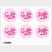 Harris Walz Pink Ronde Sticker (Vel)