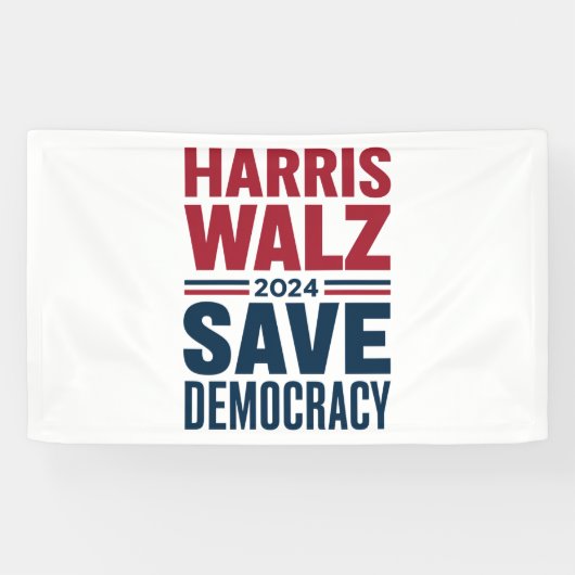Harris Walz redt de democratie Spandoek (Horizontaal)