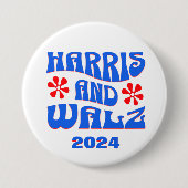 Harris & Walz Retro bloemen Ronde Button 7,6 Cm (Voorkant)