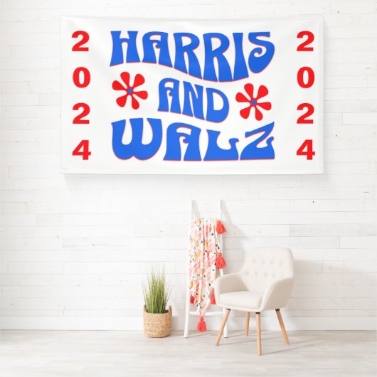 Harris & Walz Retro bloemen Spandoek (Insitu)