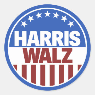 Harris Walz Ronde Sticker