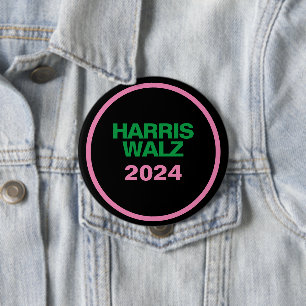 HARRIS WALZ Roze Groen Zwart Grote Ronde Ronde Button 4,0 Cm