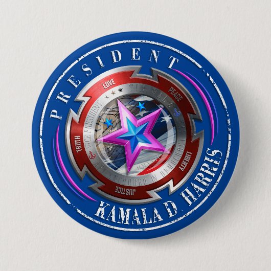 Harris-Walz Stamp Shield Button (Voorkant)