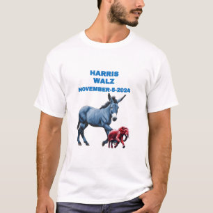 Harris/Walz, stem blauw2 ezel, olifant, verkiezing T-shirt