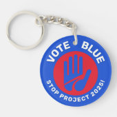Harris Walz stemt blauw 'Stop Project 2025!' QR-co Sleutelhanger (Voorkant)