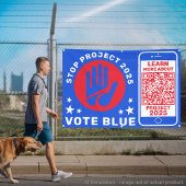 Harris Walz stemt blauw 'Stop Project 2025!' QR-co Spandoek