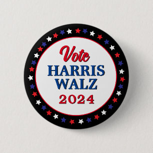 Harris Walz stemt in 2024 voor Democraten Ronde Button 5,7 Cm