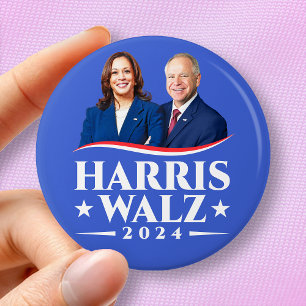 Harris Walz verkiezingscampagne 2024 Ronde Button 7,6 Cm
