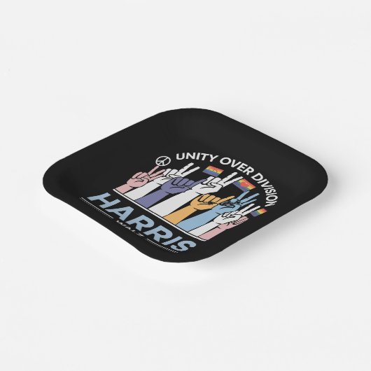 Harris Walz Waltz 2024 Eenheid over Divisie Papieren Bordje (Gebogen)