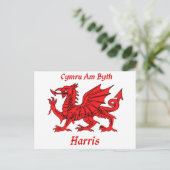 Harris Welsh Dragon Briefkaart (Staand voorkant)