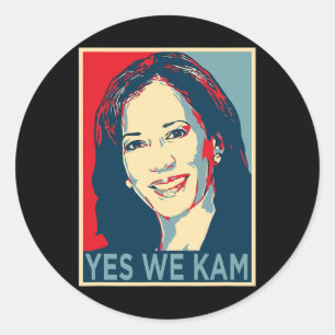 Harris Yes We Kam 2024 Politieke verkiezingscampag Ronde Sticker