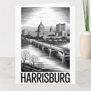 Harrisburg Pennsylvania Silhouette Zwart Wit Kaart