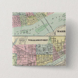 Harrisburg, Williamsport, Erie, Scranton Vierkante Button 5,1 Cm