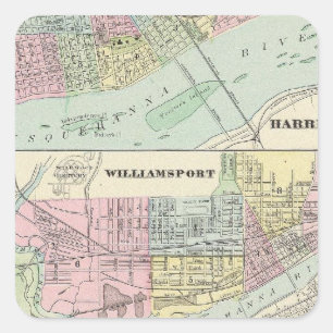 Harrisburg, Williamsport, Erie, Scranton Vierkante Sticker