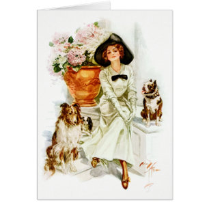 Harrison Fisher : Femme avec trois chiens