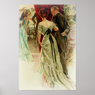 Harrison Fisher Girl als Man trouwt met de bal Poster