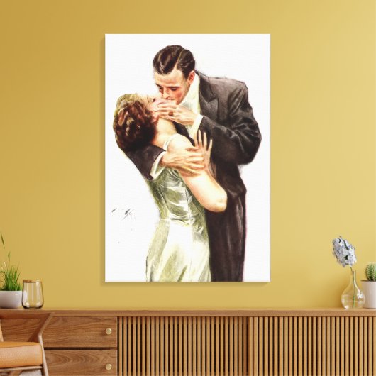 Harrison Fisher over de kus Canvas Afdruk (Insitu (Woonkamer))