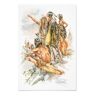 Harrison Fisher Song van Hiawatha naar de bergen Foto Afdruk