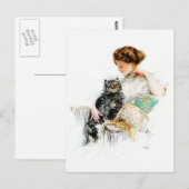 Harrison Fisher Vrouw met kat Briefkaart (Voorkant / Achterkant)