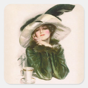 Harrison Fisher's 'Contentment'-sticker Vierkante Sticker