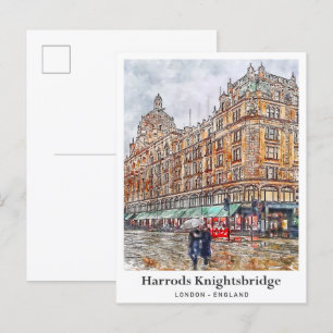 Harrods Knightsbridge London Travel Waterverf Briefkaart