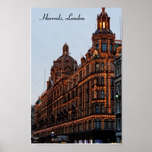 Harrods, London Night Lights Poster (Voorkant)