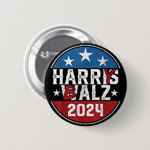 Harry Balz 2024, Grappig Politiek 2024, Harris Wal Ronde Button 5,7 Cm