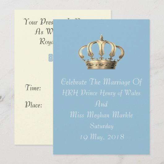 Harry en Meghan Royal Crown Custom Invitation Kaart (Voorkant / Achterkant)