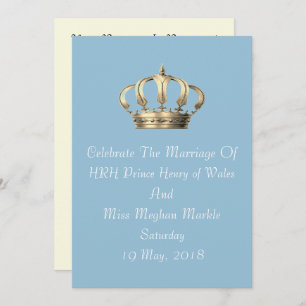 Harry en Meghan Royal Crown Custom Invitation Kaart
