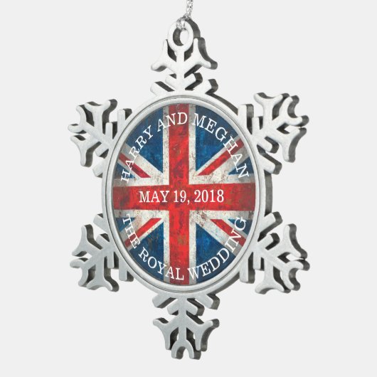 Harry en Meghan Royal Wedding Tin Sneeuwvlok Ornament (Rechts)