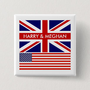 Harry en Meghan Ryal bruiloft feest Vierkante Button 5,1 Cm
