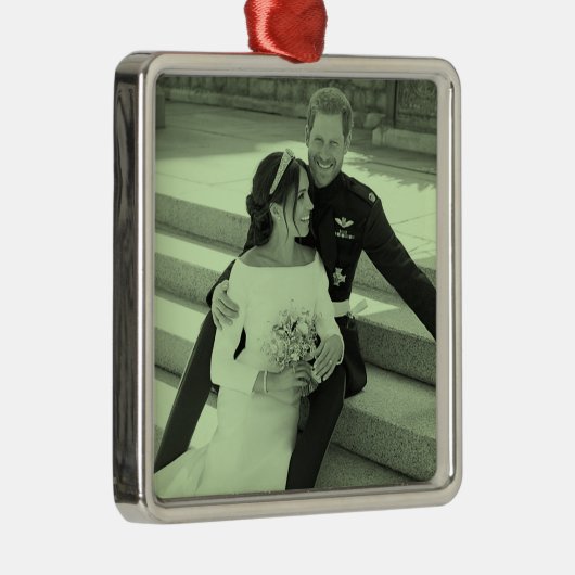 Harry en Meghan trouwportret gestileerd Metalen Ornament (Rechts)