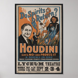 Harry Houdini Vintage Magicien Poster