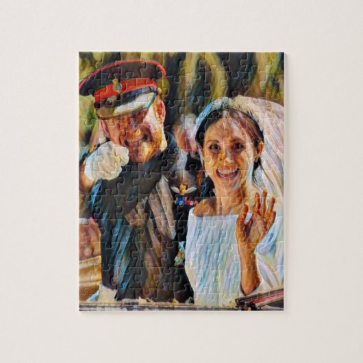Harry & Meghan bruiloft schilderij effect Legpuzzel (Verticaal)