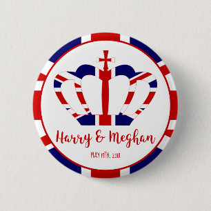 Harry & Meghan Crown Koninklijke bruiloft Ronde Button 5,7 Cm