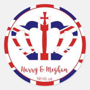 Harry & Meghan Crown Koninklijke bruiloft Ronde Sticker