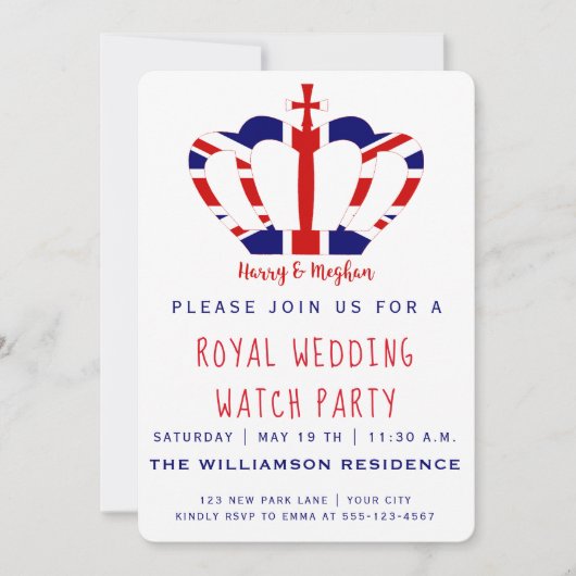 Harry & Meghan Crown | Royal Wedding Watch Party Kaart (Voorkant)
