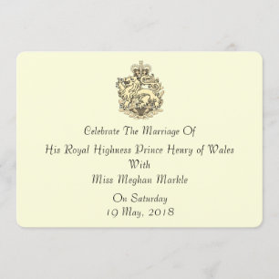Harry & Meghan Elegant Royal Wedding Invitation Kaart