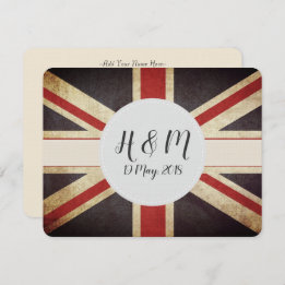 Harry Meghan Monogram Union Jack Invitation Kaart