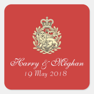 Harry Meghan Royal Bruiloft Rode Stickers (Vierkan