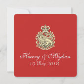 Harry Meghan Royal Mariage Red Invitation (Carré) (Devant)