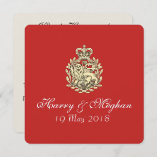 Harry Meghan Royal Mariage Red Invitation (Carré)