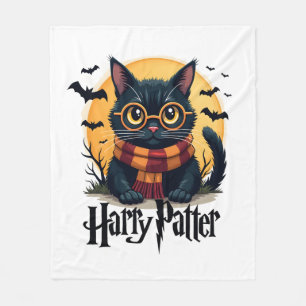 Harry Pawter Heks Zwarte Kat Halloween Grappige Fi Fleece Deken