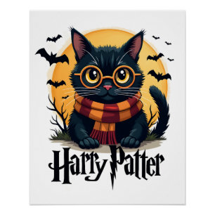 Harry Pawter Heks Zwarte Kat Halloween Grappige Fi Perfect Poster